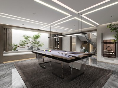 现代台球室3D模型下载